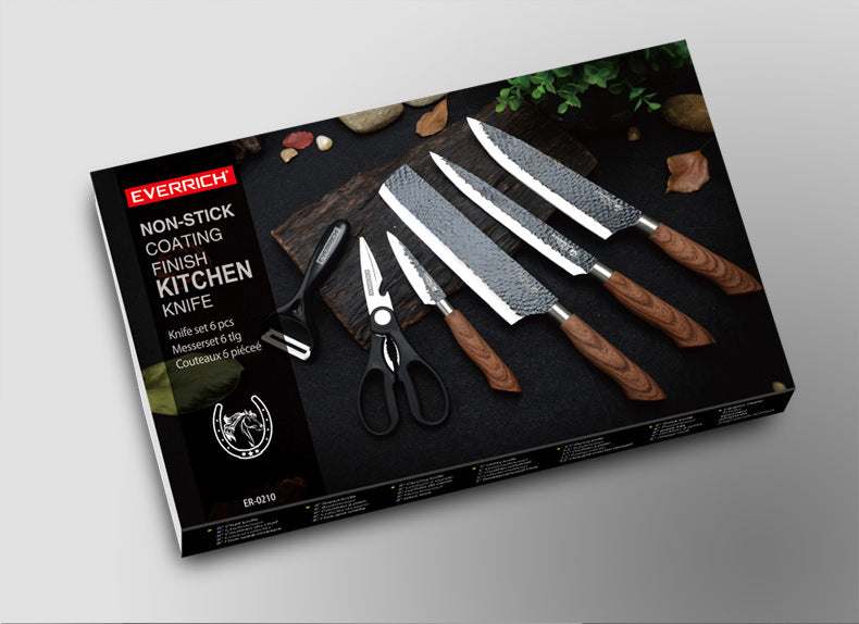 Edelstahl Küchenmesserset Holzoptik| 6-teilig